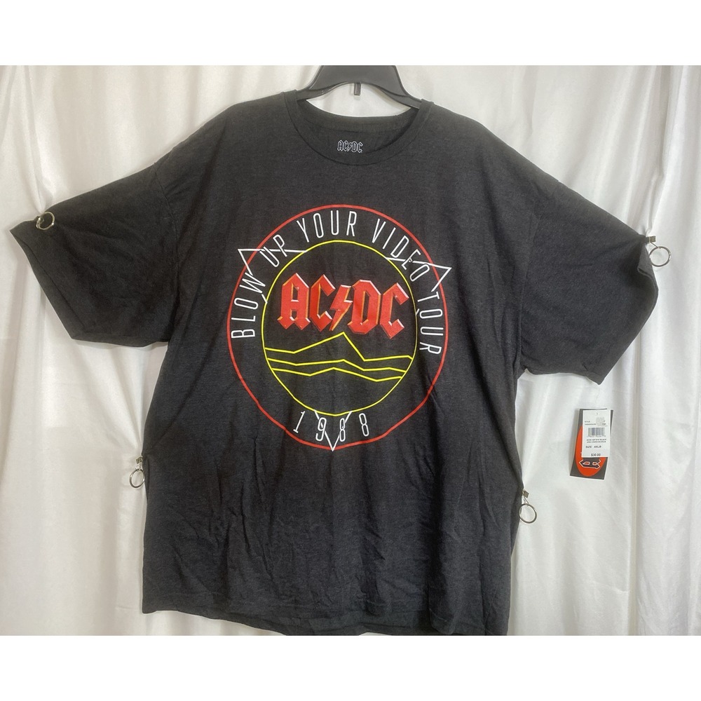 ACDC Graphic Tee Mens 4XLB Charcoal NEW 1988 Tour Blow Up Your Video Big & Tall